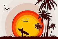 Sunset Beach Vector Illustration
