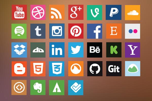 Flat Social Media Vector Icons