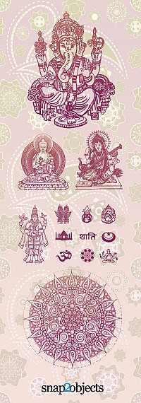 Hindu Gods & Spiritual Symbols Vector