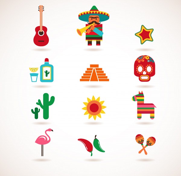 Mexican Cartoon Vector Icons