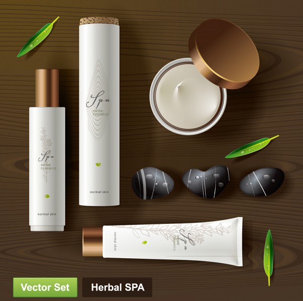 Herbal Spa Cosmetics Packaging Vector