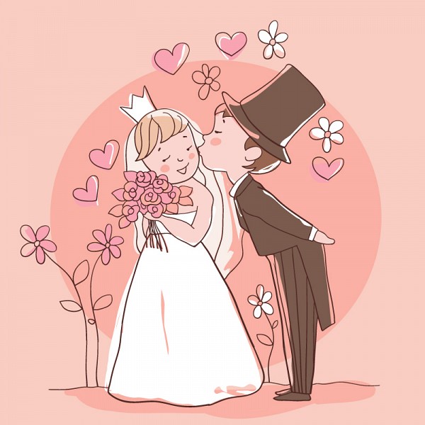 Cute Wedding Illustration Vector