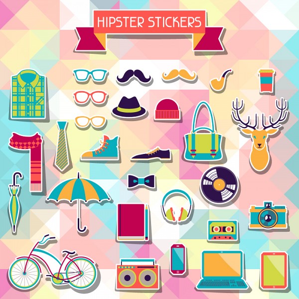 Hipster Vector Stickers & Icons