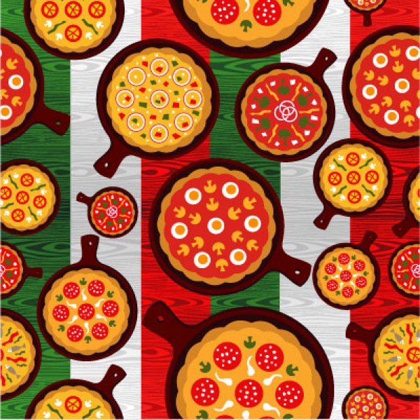 Seamless Pizza Vector Pattern