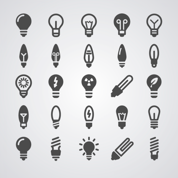 Various Light Bulb Vector Icons