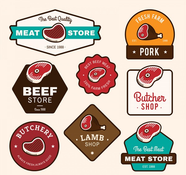 Butcher Shop Vector Labels