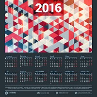 Geometric 2016 Vector Calendar