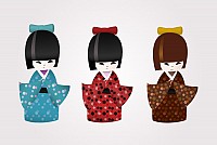 Japanese Kokeshi Dolls Vector
