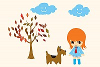 Chibi Aiko with Dog Vector