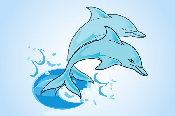 Blue Dolphins Vector Graphic