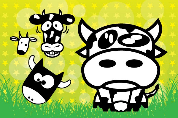 Cows Vector Cartoon