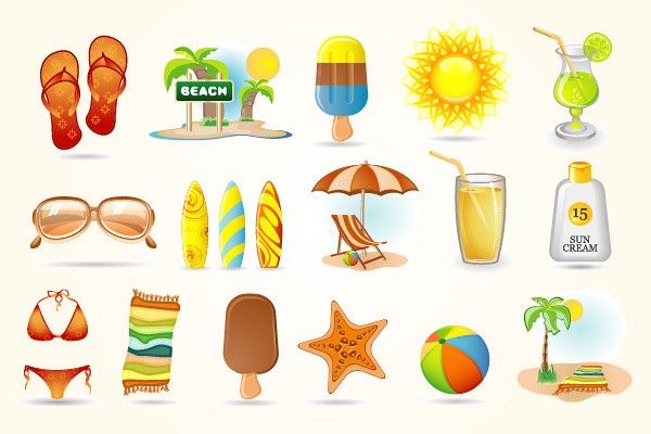 Summer Beach Vector Icons