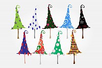 Whimsy Christmas Trees Vector