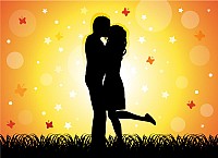 Kissing Couple Vector Graphic