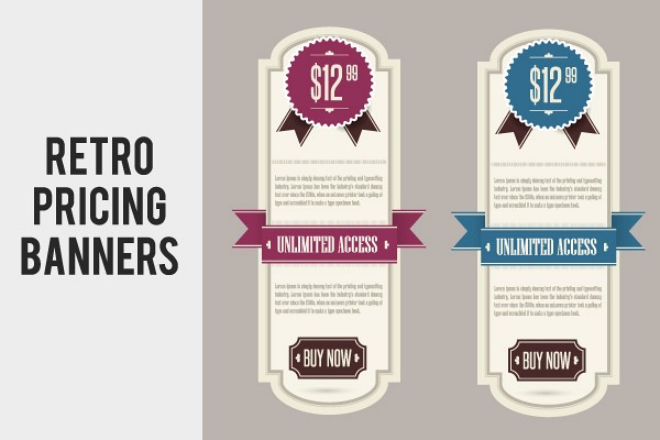 Retro Pricing Banners Vector