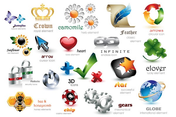 Creative 3D Vector Logotype Icons