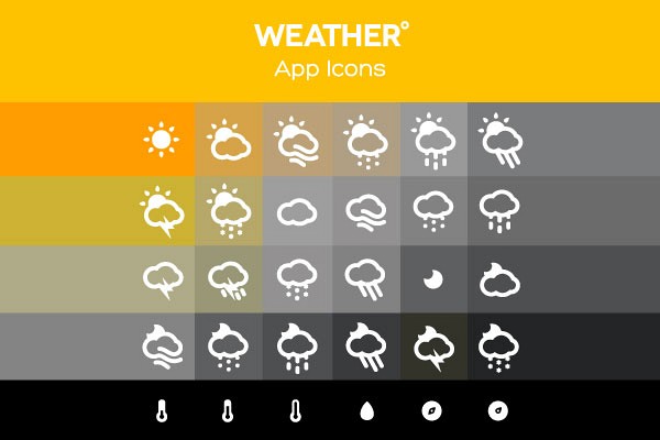 Flat Weather App Vector Icons