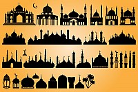 Islamic Mosques Vector Silhouettes