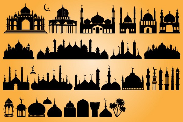 Islamic Mosques Vector Silhouettes