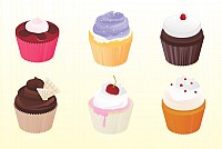 6 Delicious Vector Cupcakes