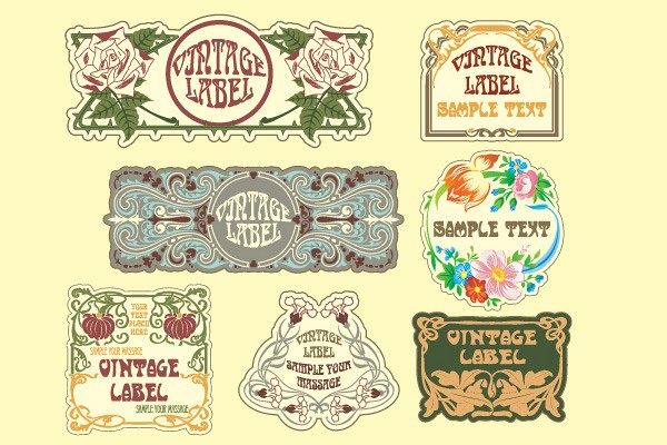 Vintage Art Nouveau Vector Labels