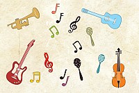 Musical Instruments and Notes Vector