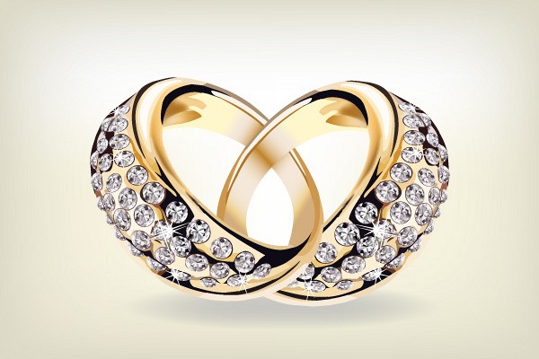 Golden Wedding Rings Vector