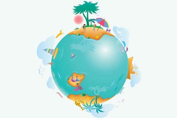 World Vacation Vector Graphic