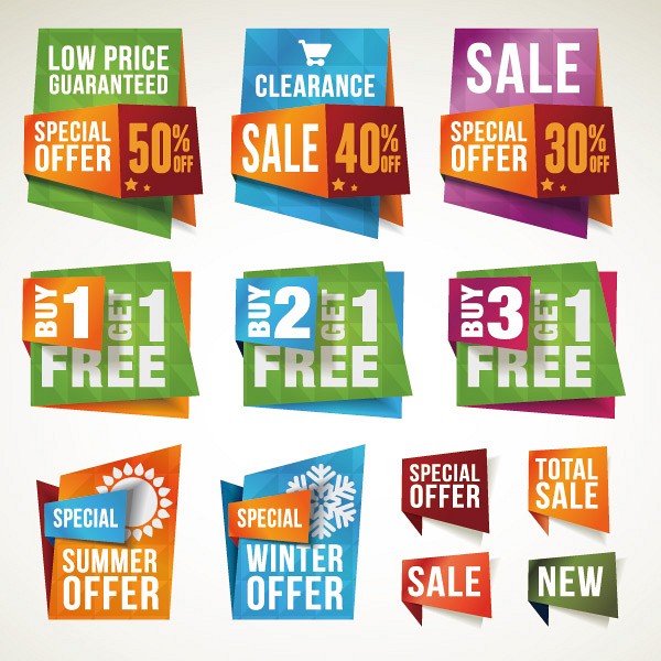Cool Stereoscopic Discount Vector Labels