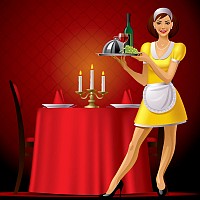 Restaurant Waitress Vector Illustration