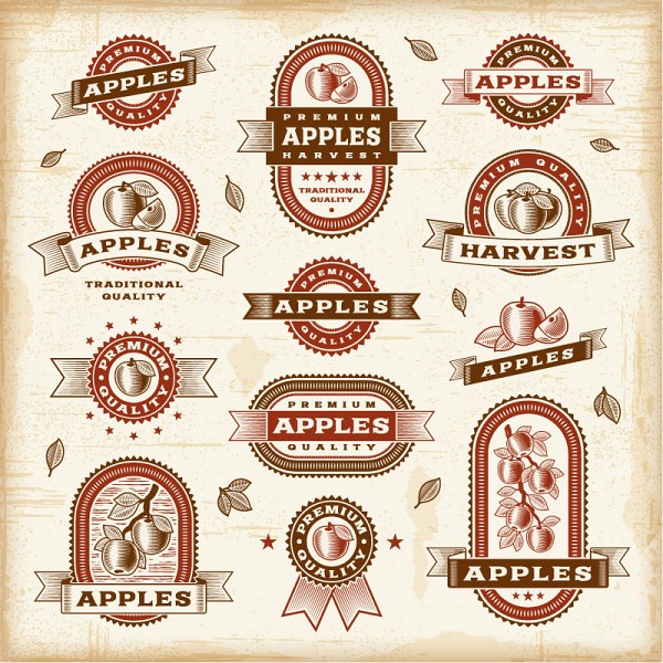 Apple Food Products Vector Labels