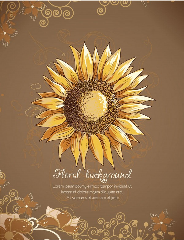 Hand Drawn Sunflower Vector Background