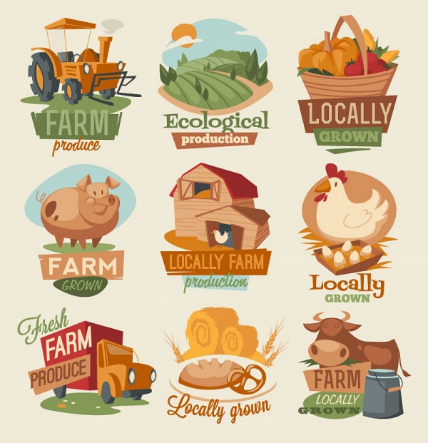 Creative Farm Stickers & Labels Vector 