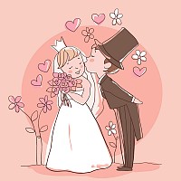 Cute Wedding Illustration Vector