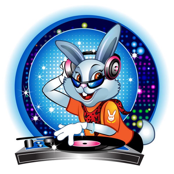 Cartoon Rabbit DJ Vetor