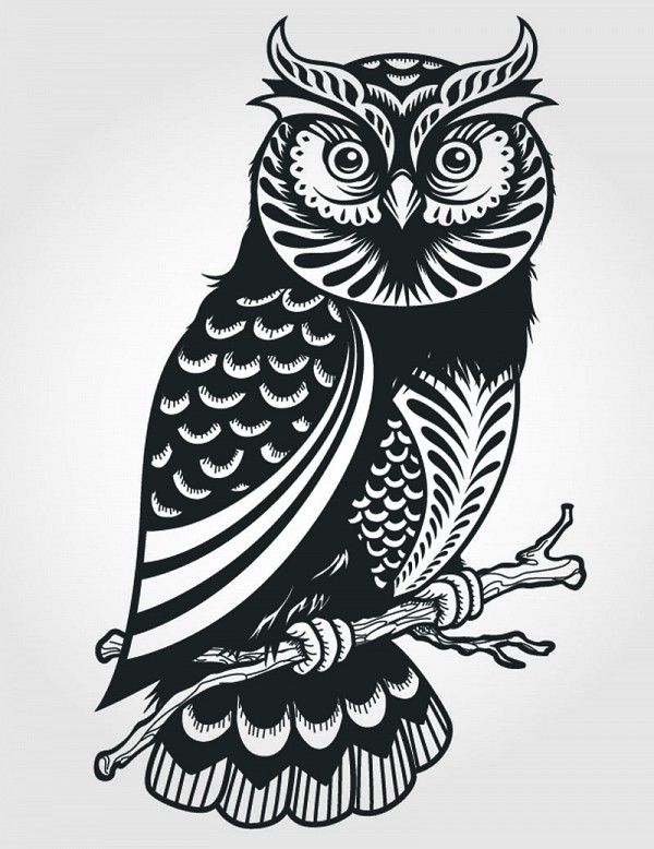 Artistic Owl Vector Illustration