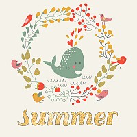 Cute Whale Summer Illustration
